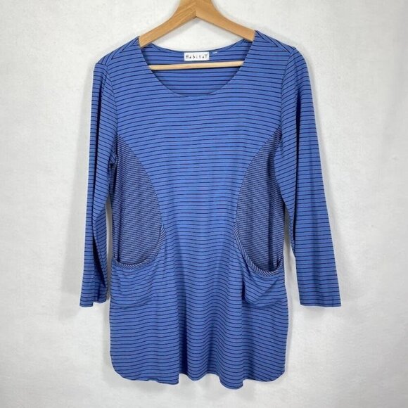 Habitat Striped Tunic Art Teacher Academia Boho Comfort Free Spirit L - Picture 1 of 5